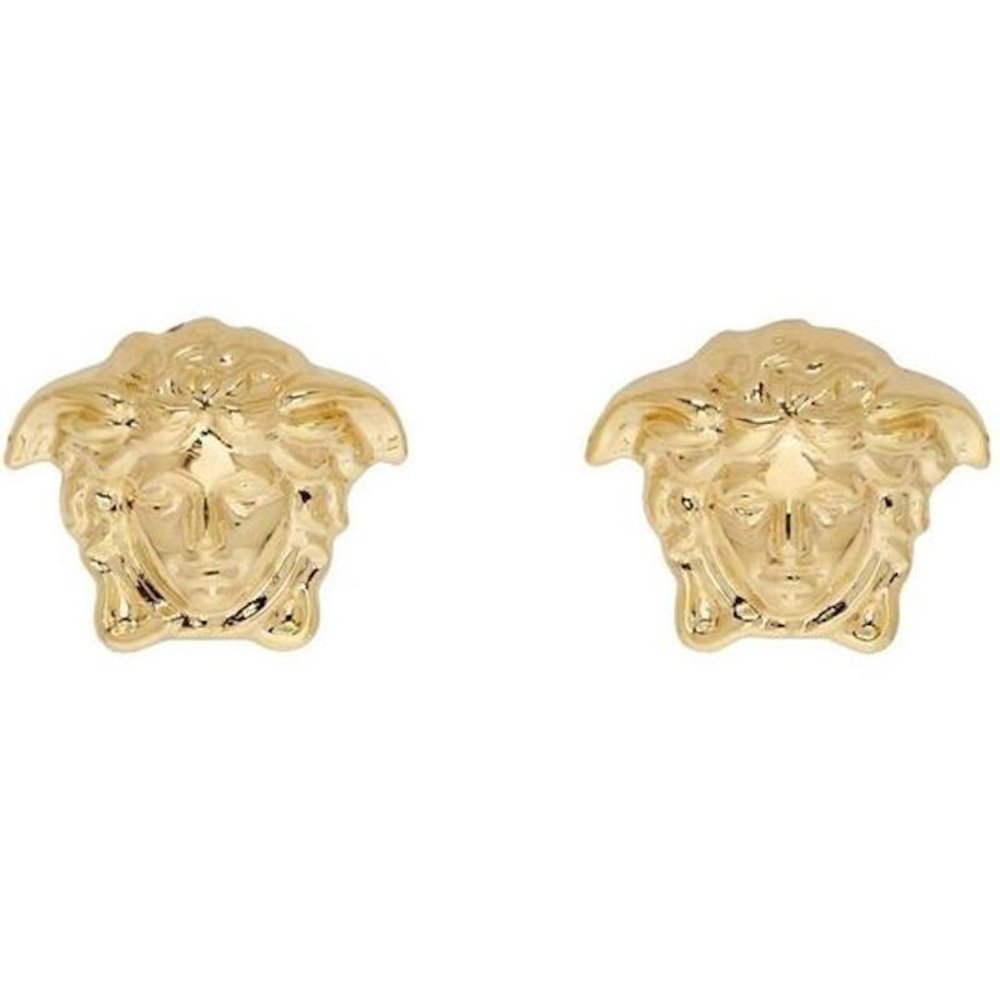 NIB Versace Gold Tone Medusa Stud Earrings